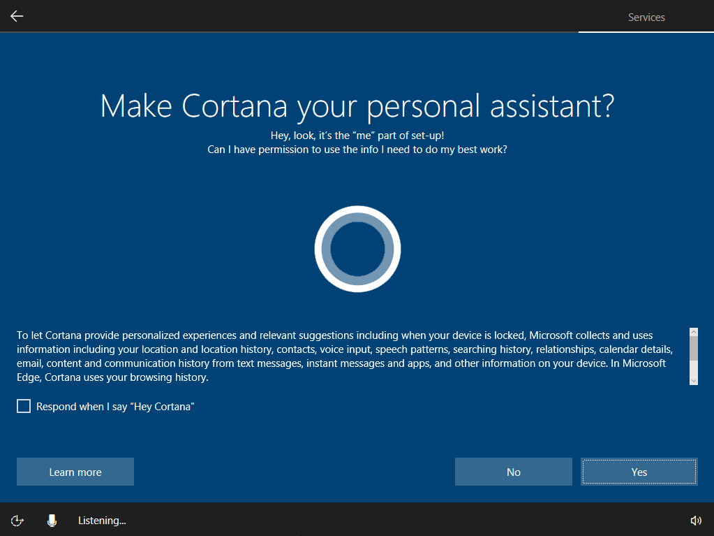 Cortana voice commands on Windows 10 