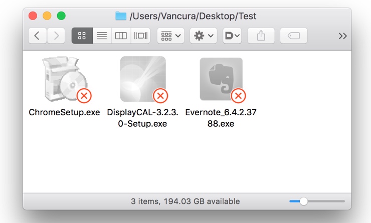 .exe file can be displayed normally on MacOS 10.12.4