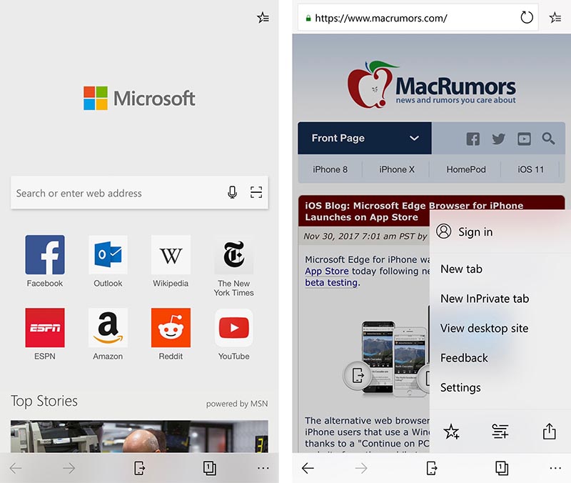 Microsoft Edge Browser for iOS Testing Updates